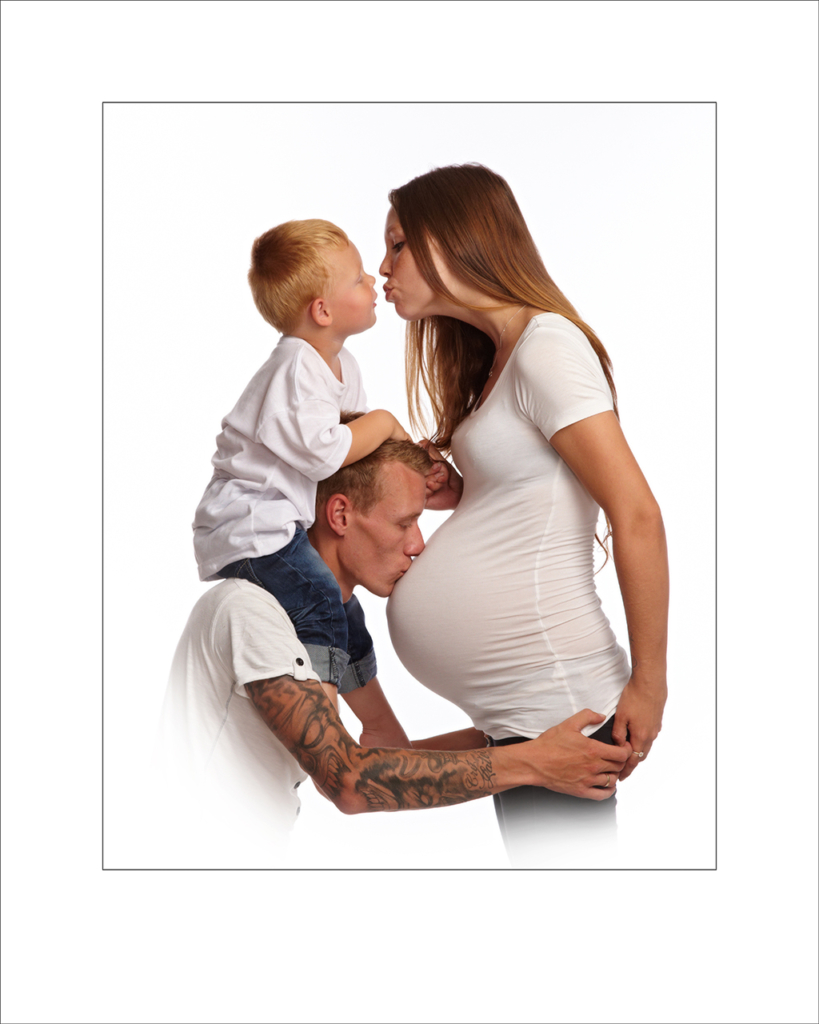 Gravid, mave billeder, highkey, mor, far og børn, kærlighed